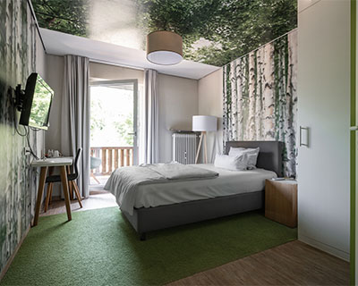 Hotelzimmer im Hotel Anders mit Einzelbett und Wald-Flair